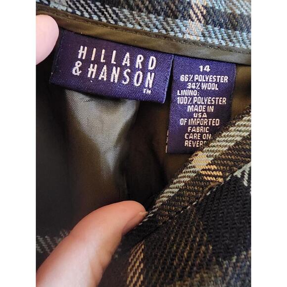 Women's Vintage Hillard & Hanson Wool Blend Plaid Skirt Size 14 - Picture 3 of 4